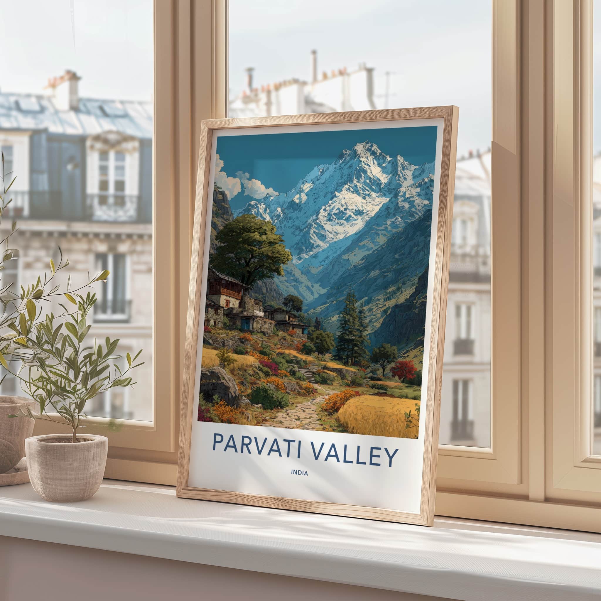 Parvati Valley Poster - India Himachal Pradesh Mountain Village Fine Art Home Decor