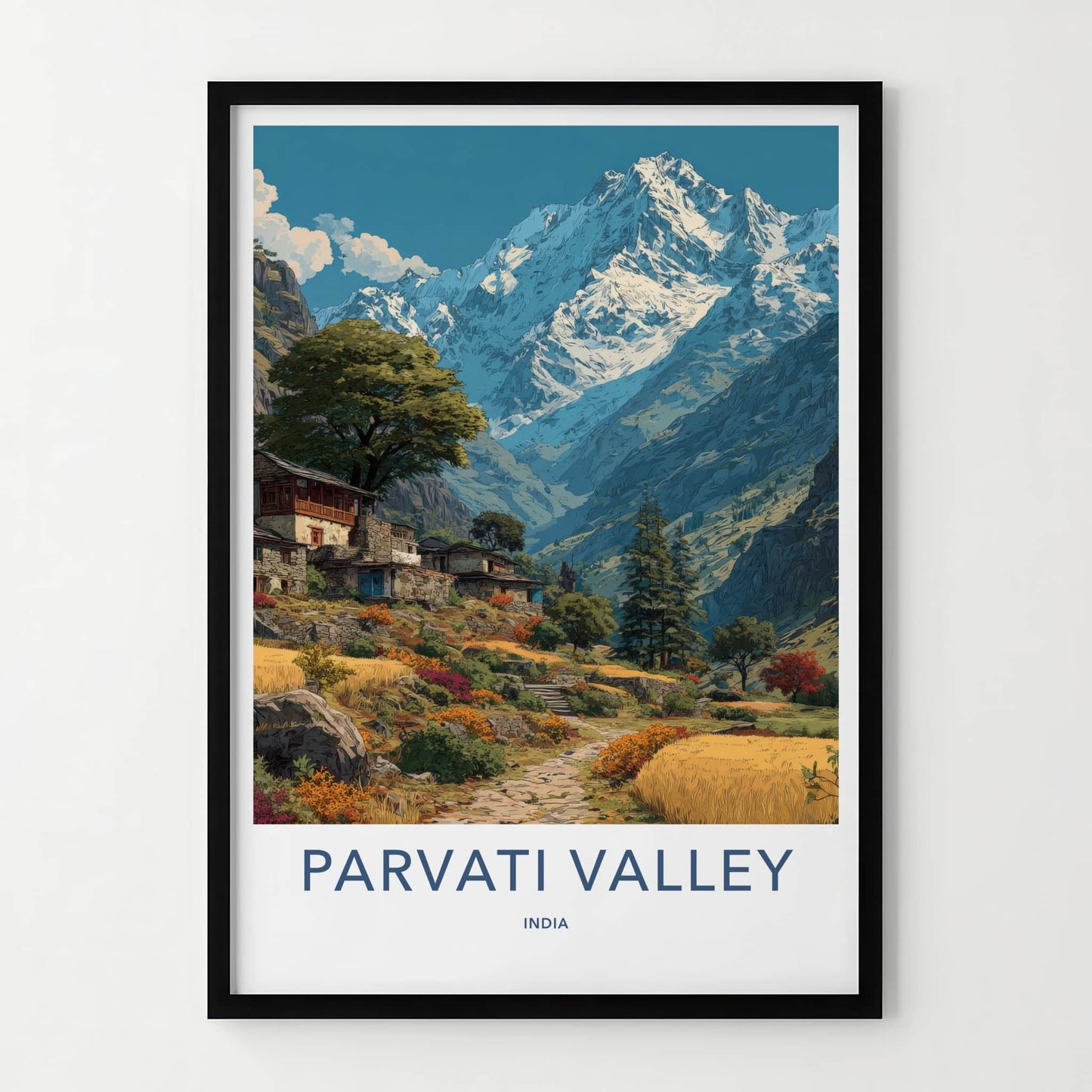 Parvati Valley Poster - India Himachal Pradesh Mountain Village Fine Art Home Decor