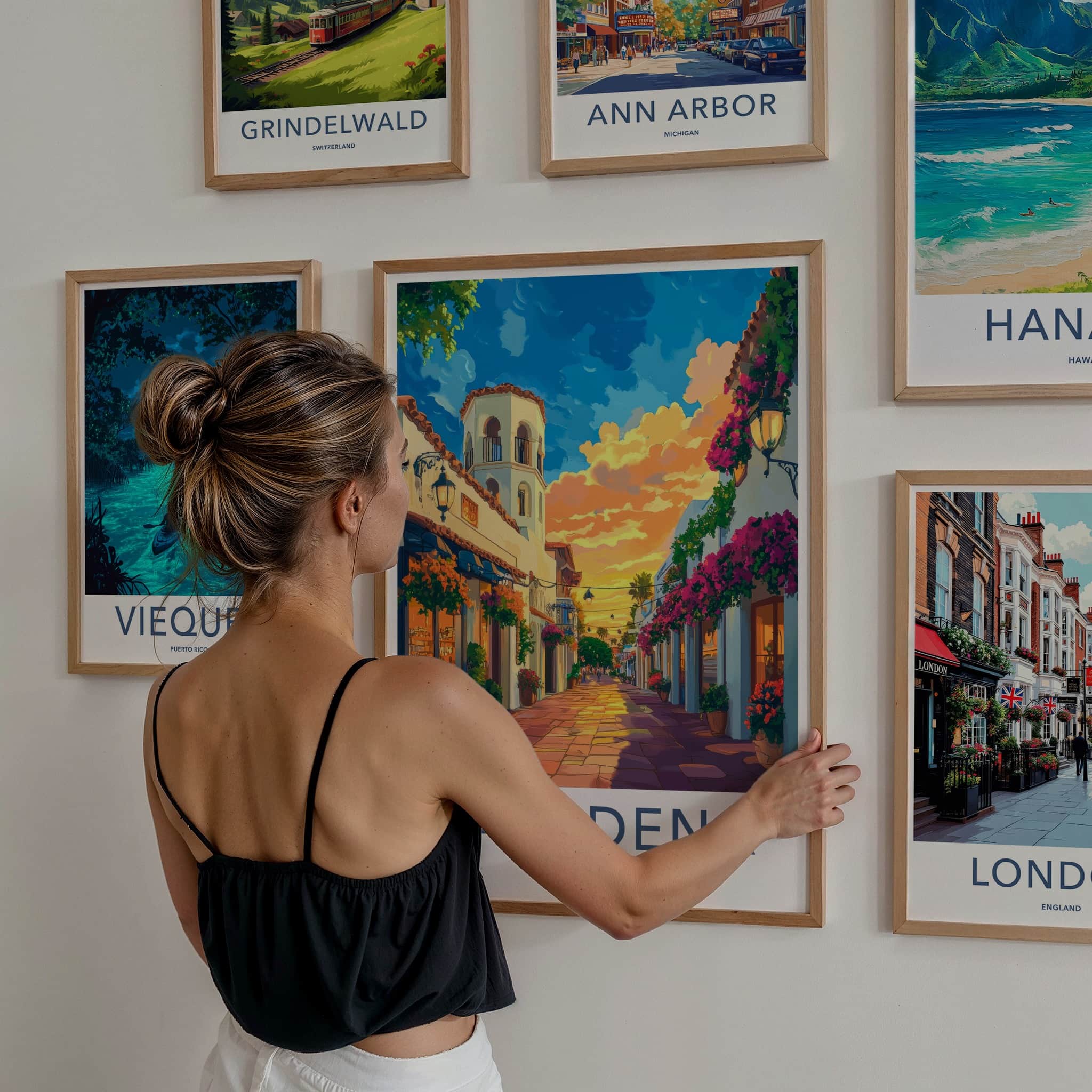 Pasadena Poster - California Travel Art - Golden Hour Alley Home Decor