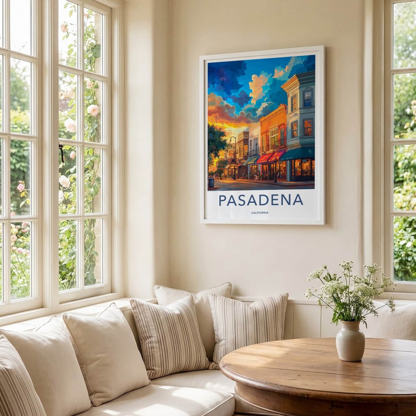 Pasadena Poster - California Travel Art - Golden Hour Street Home Decor