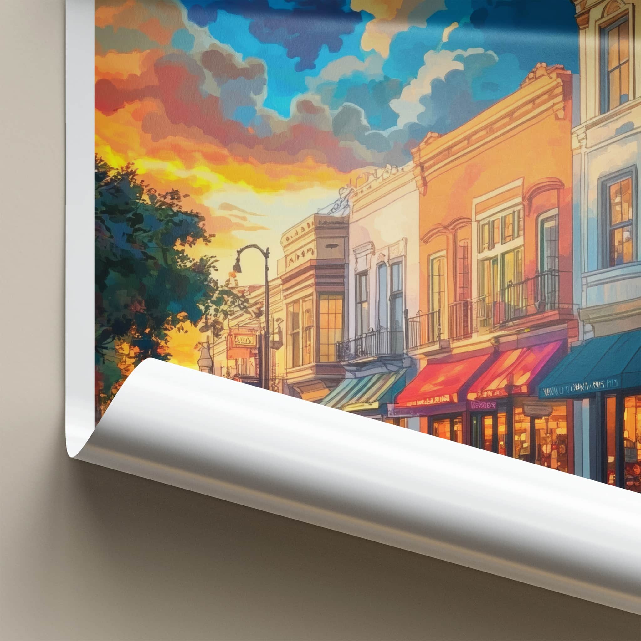 Pasadena Poster - California Travel Art - Golden Hour Street Home Decor