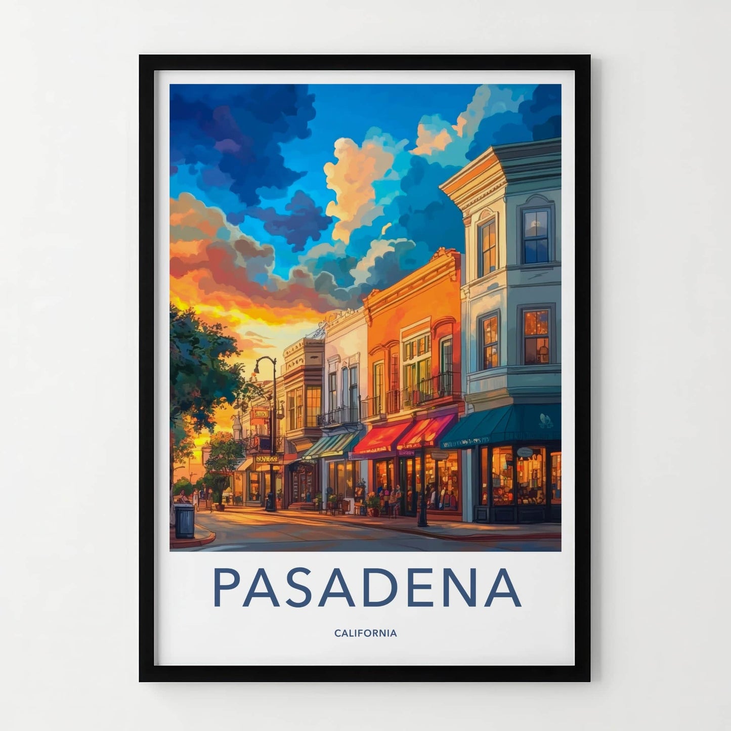 Pasadena Poster - California Travel Art - Golden Hour Street Home Decor
