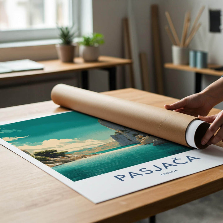 Pasjaca Poster - Croatia Travel Art - Secluded Beach Cove Home Decor