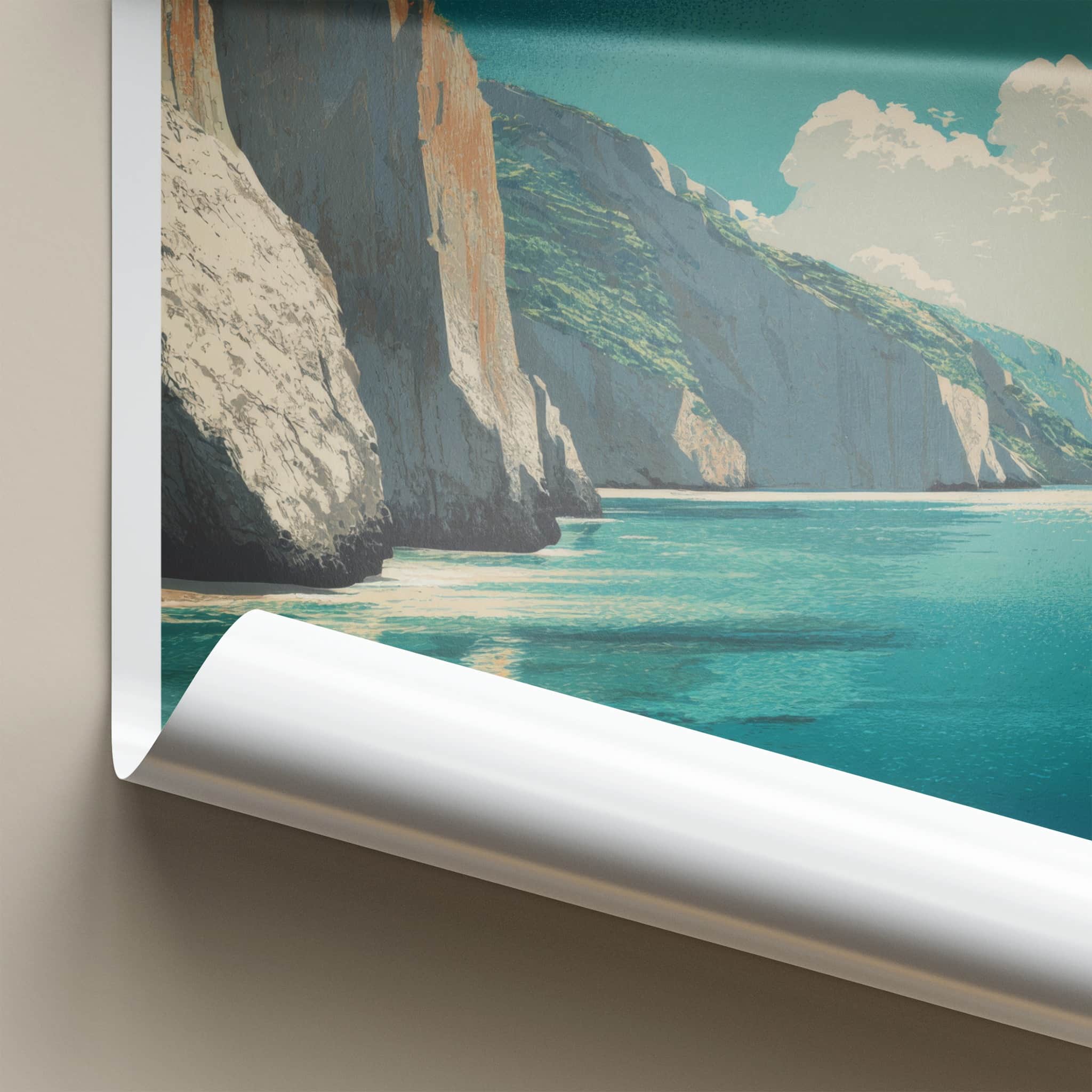 Pasjaca Poster - Croatia Travel Print - Coastal Cliffs Beach Wall Art