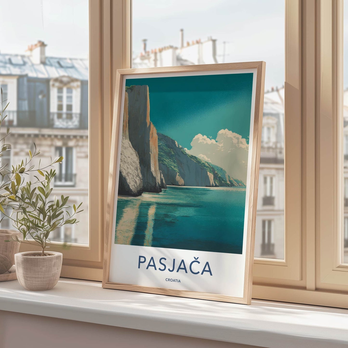 Pasjaca Poster - Croatia Travel Print - Coastal Cliffs Beach Wall Art