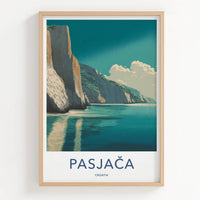 Pasjaca Poster - Croatia Travel Print - Coastal Cliffs Beach Wall Art