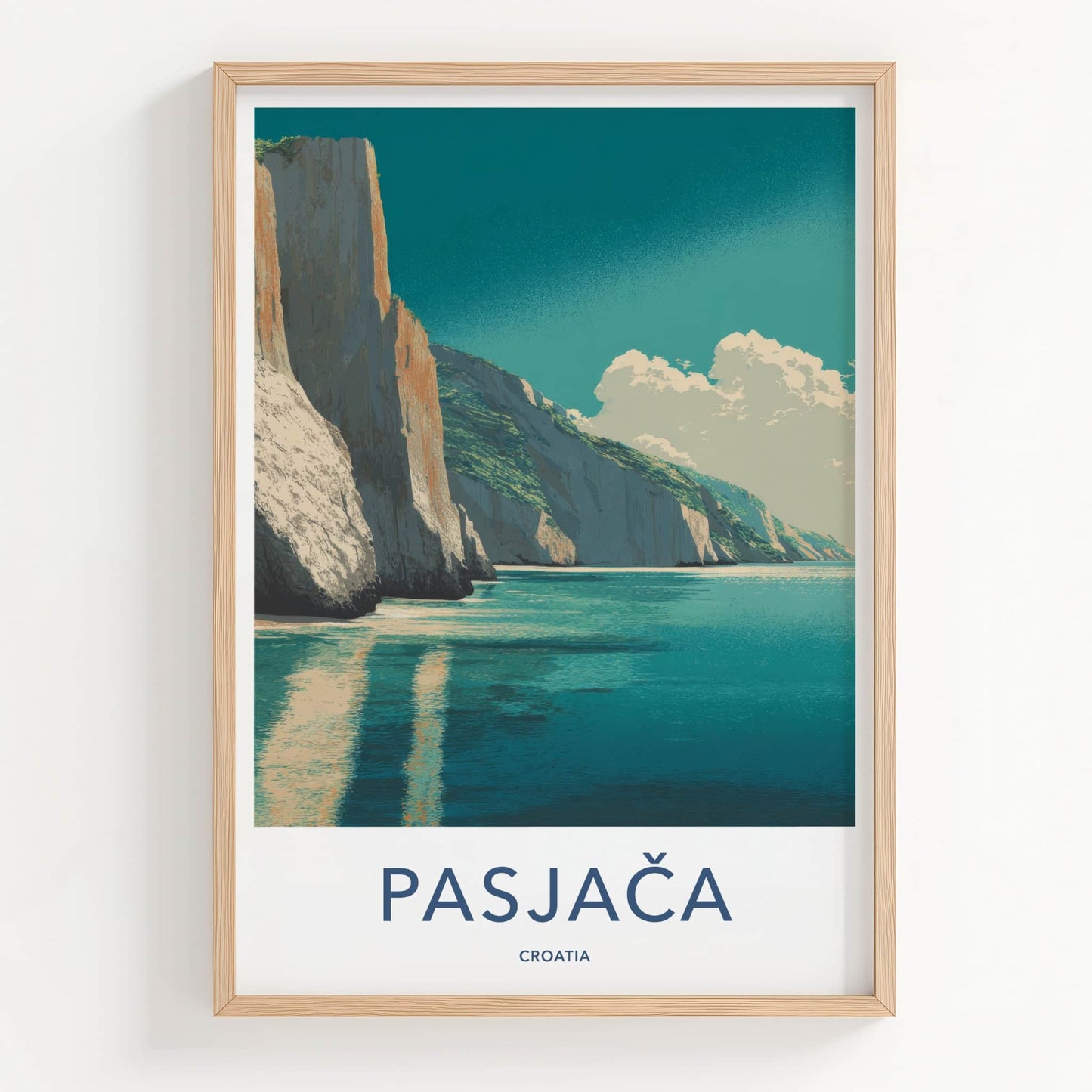 Pasjaca Poster - Croatia Travel Print - Coastal Cliffs Beach Wall Art