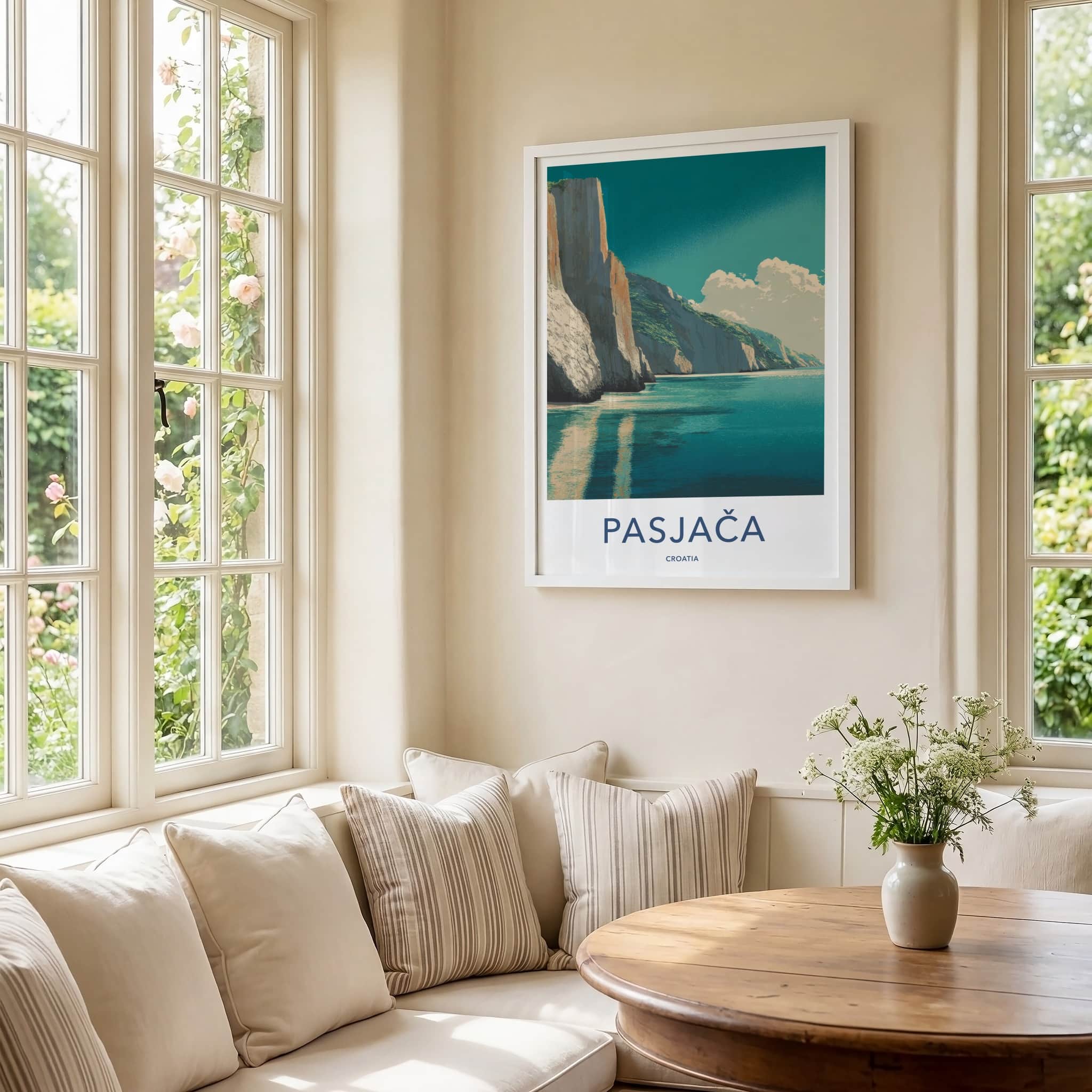 Pasjaca Poster - Croatia Travel Print - Coastal Cliffs Beach Wall Art