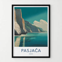 Pasjaca Poster - Croatia Travel Print - Coastal Cliffs Beach Wall Art