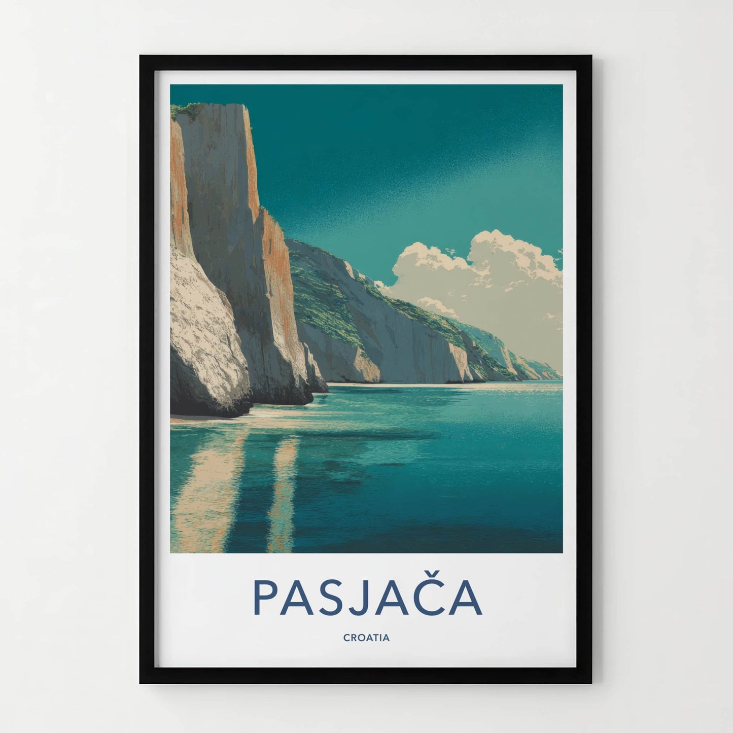 Pasjaca Poster - Croatia Travel Print - Coastal Cliffs Beach Wall Art