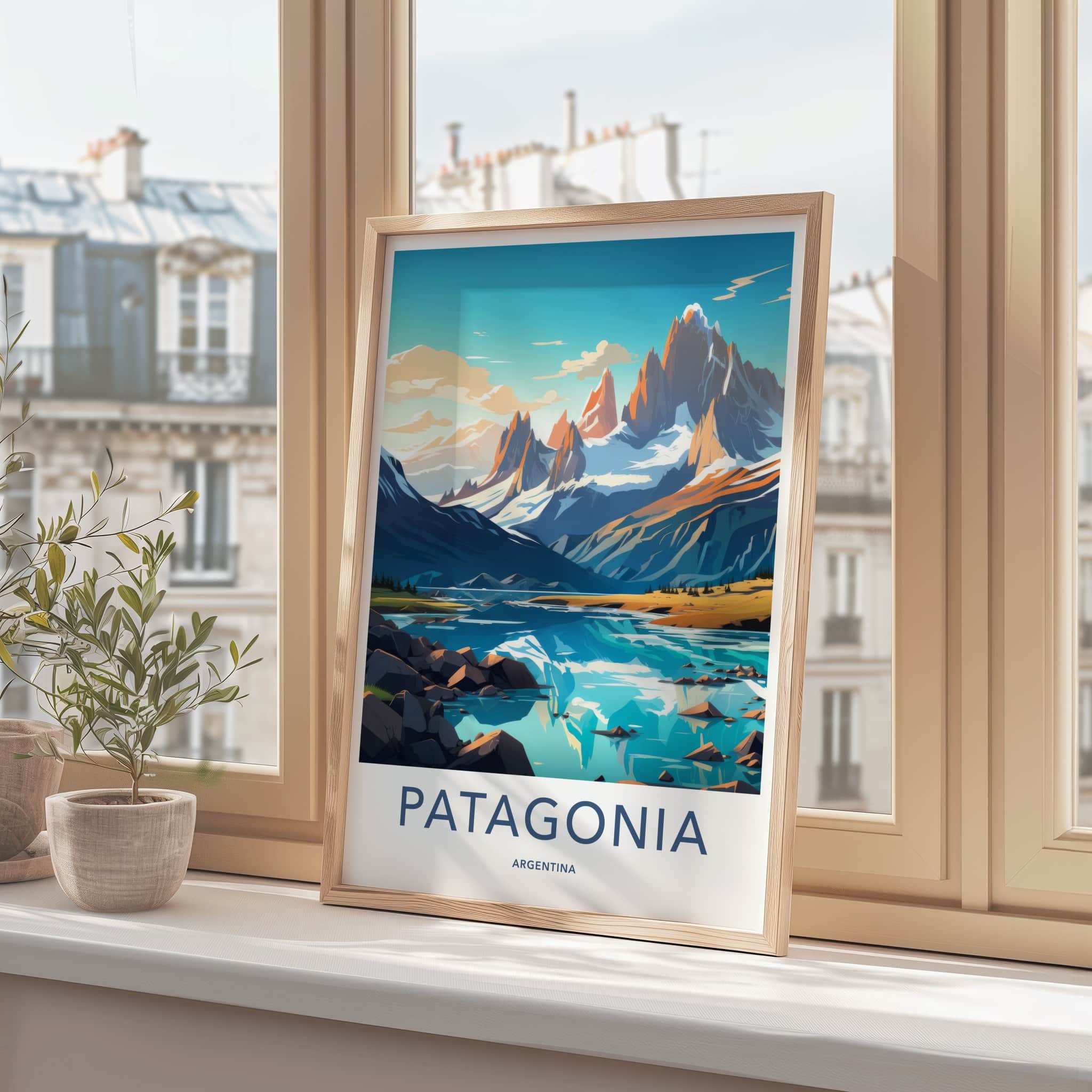 Patagonia Poster - Argentina Wall Art - Mountain Lake View Gift