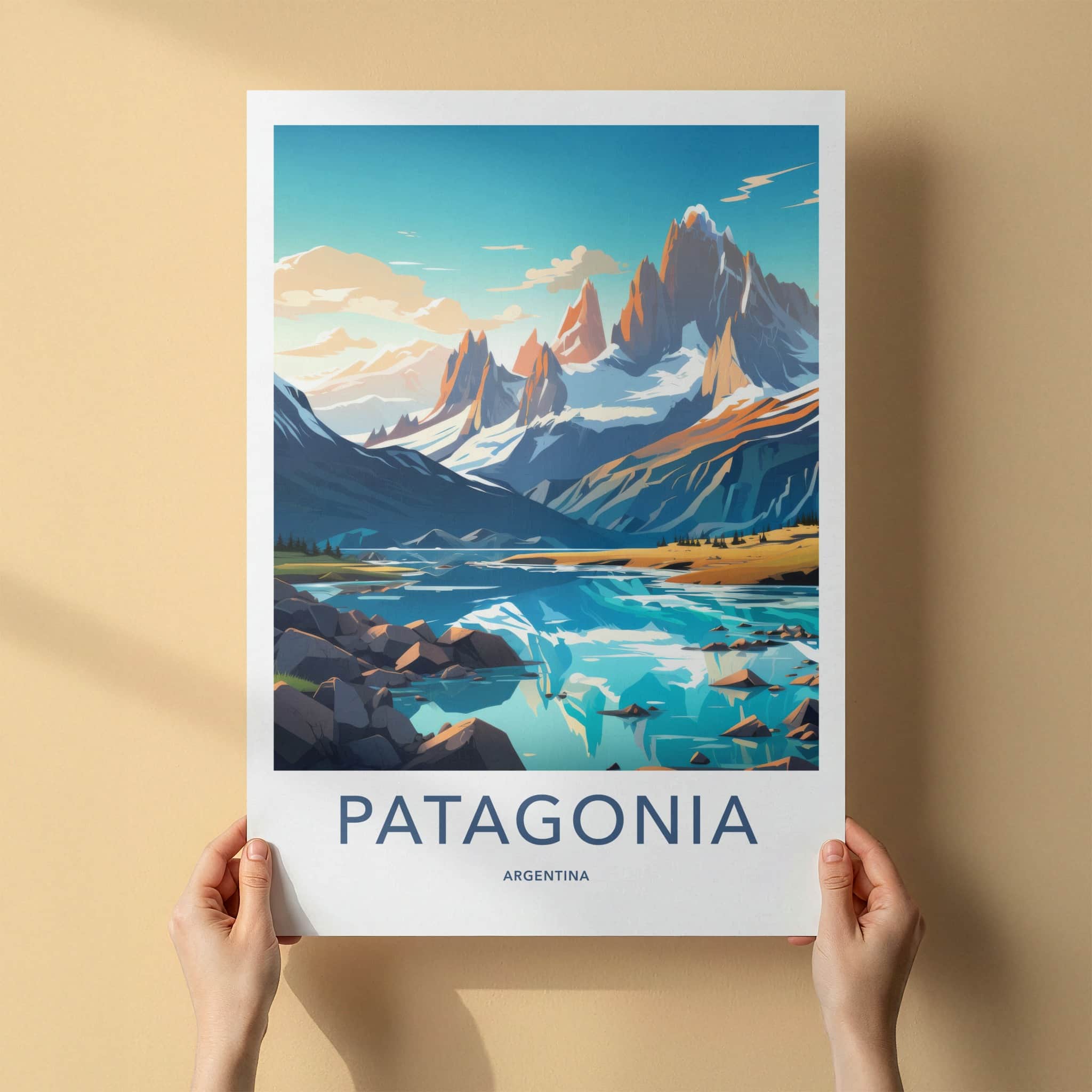 Patagonia Poster - Argentina Wall Art - Mountain Lake View Gift