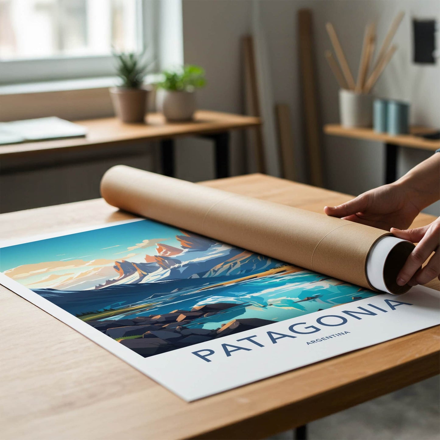 Patagonia Poster - Argentina Wall Art - Mountain Lake View Gift