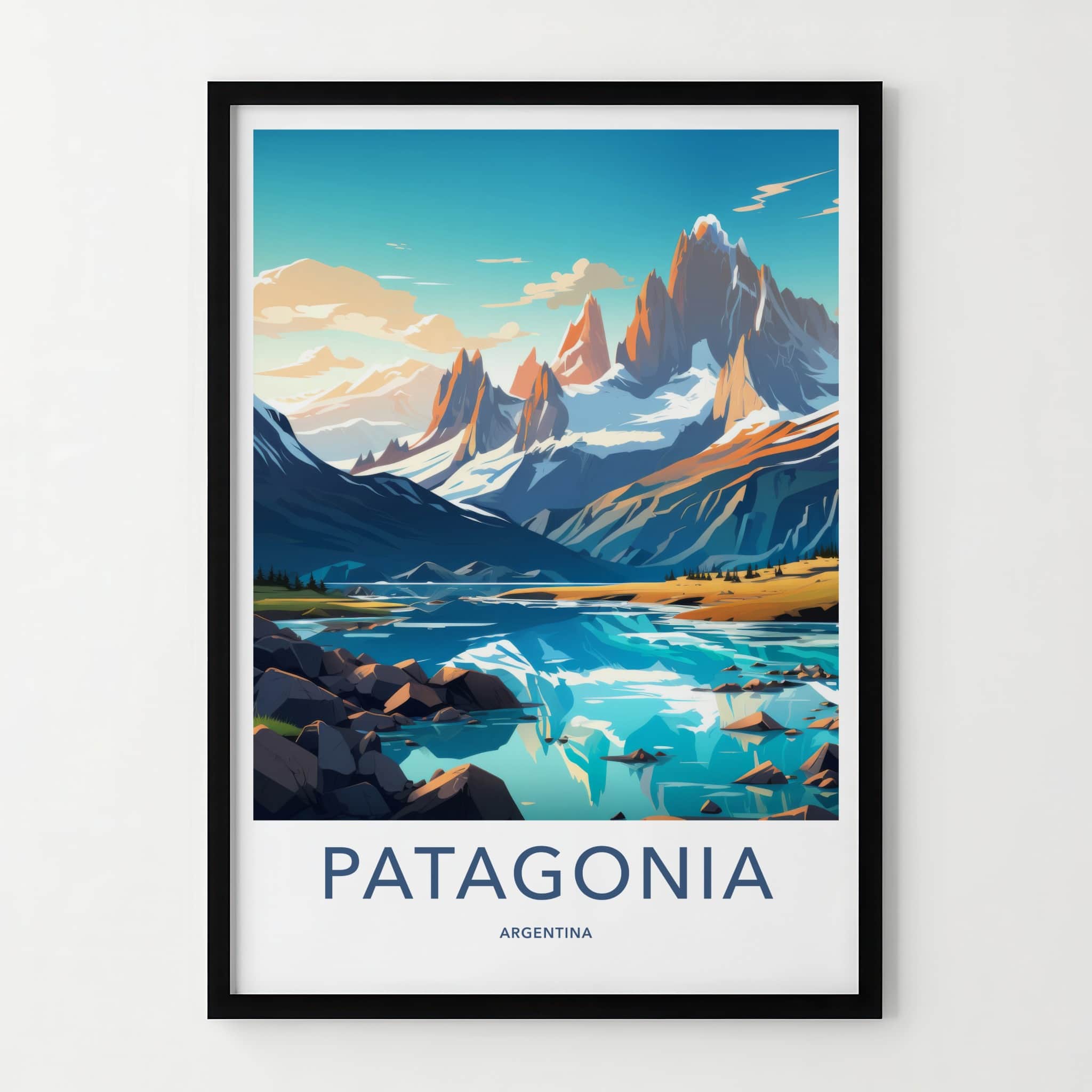 Patagonia Poster - Argentina Wall Art - Mountain Lake View Gift