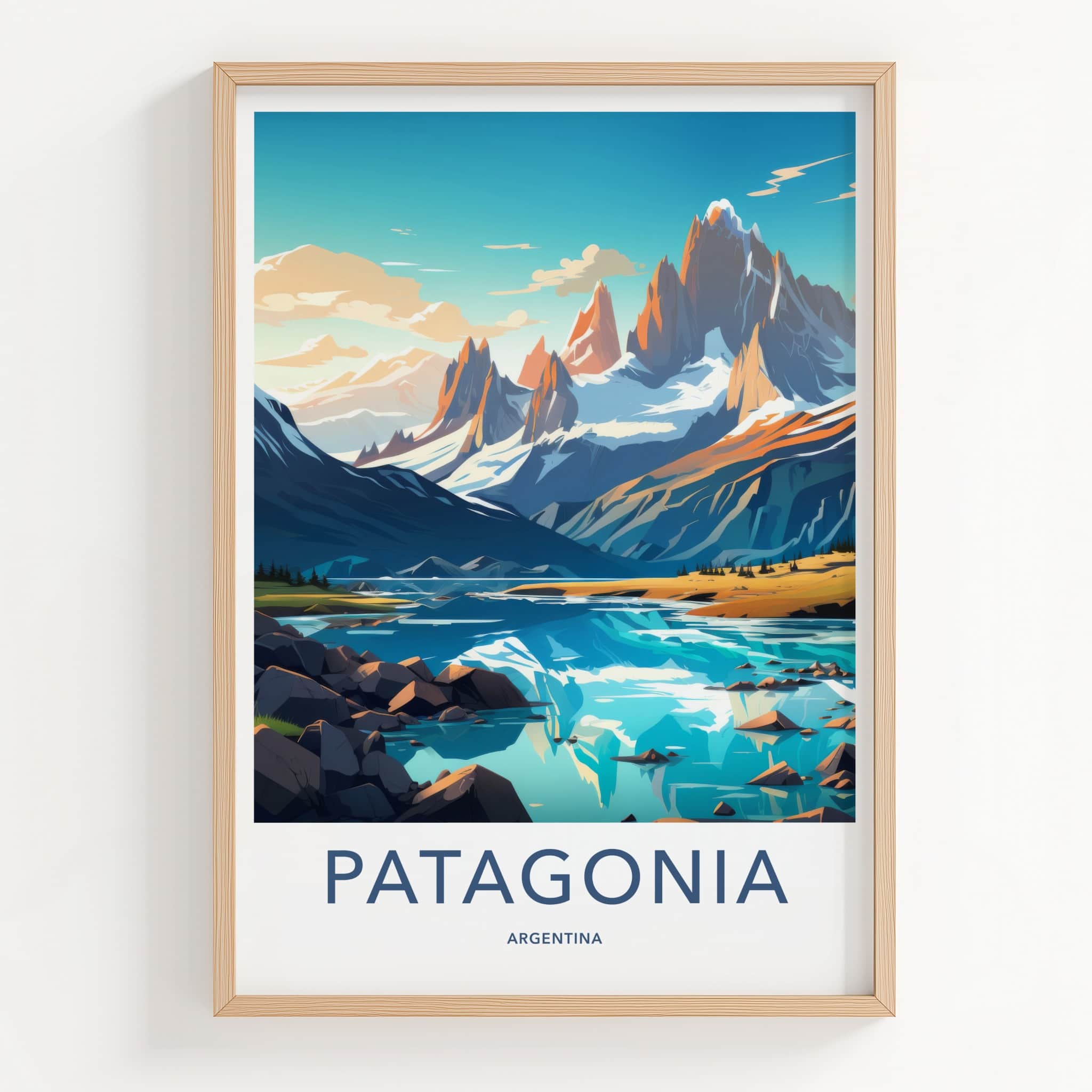 Patagonia Poster - Argentina Wall Art - Mountain Lake View Gift