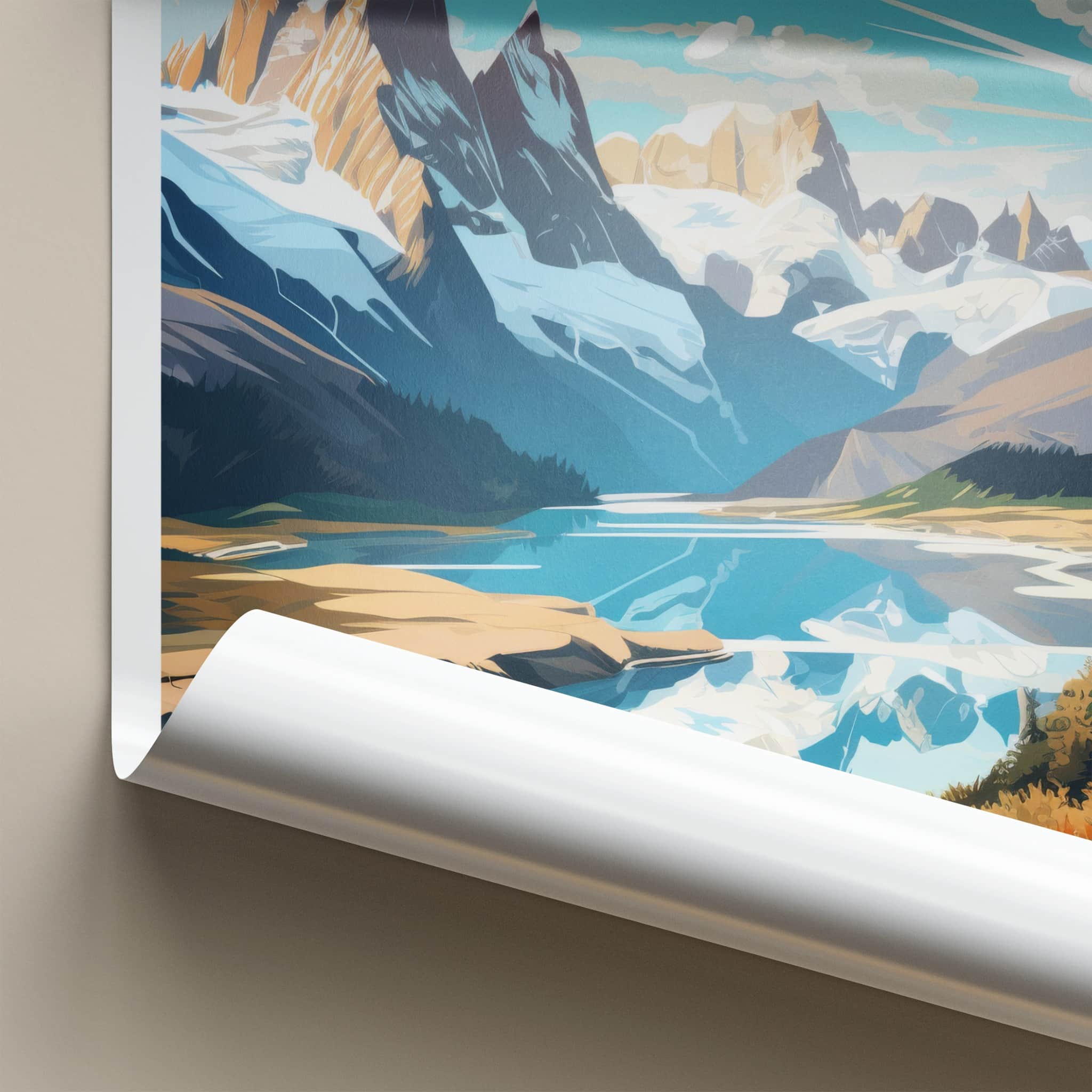Patagonia Poster - Argentina Wall Art - Snowy Mountain Lake Home Decor
