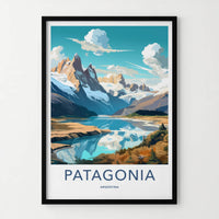 Patagonia Poster - Argentina Wall Art - Snowy Mountain Lake Home Decor
