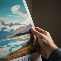 Patagonia Poster - Argentina Wall Art - Snowy Mountain Lake Home Decor