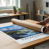 Patagonia Poster - Chile Travel Art - Mountain River Waterfalls Wall Decor