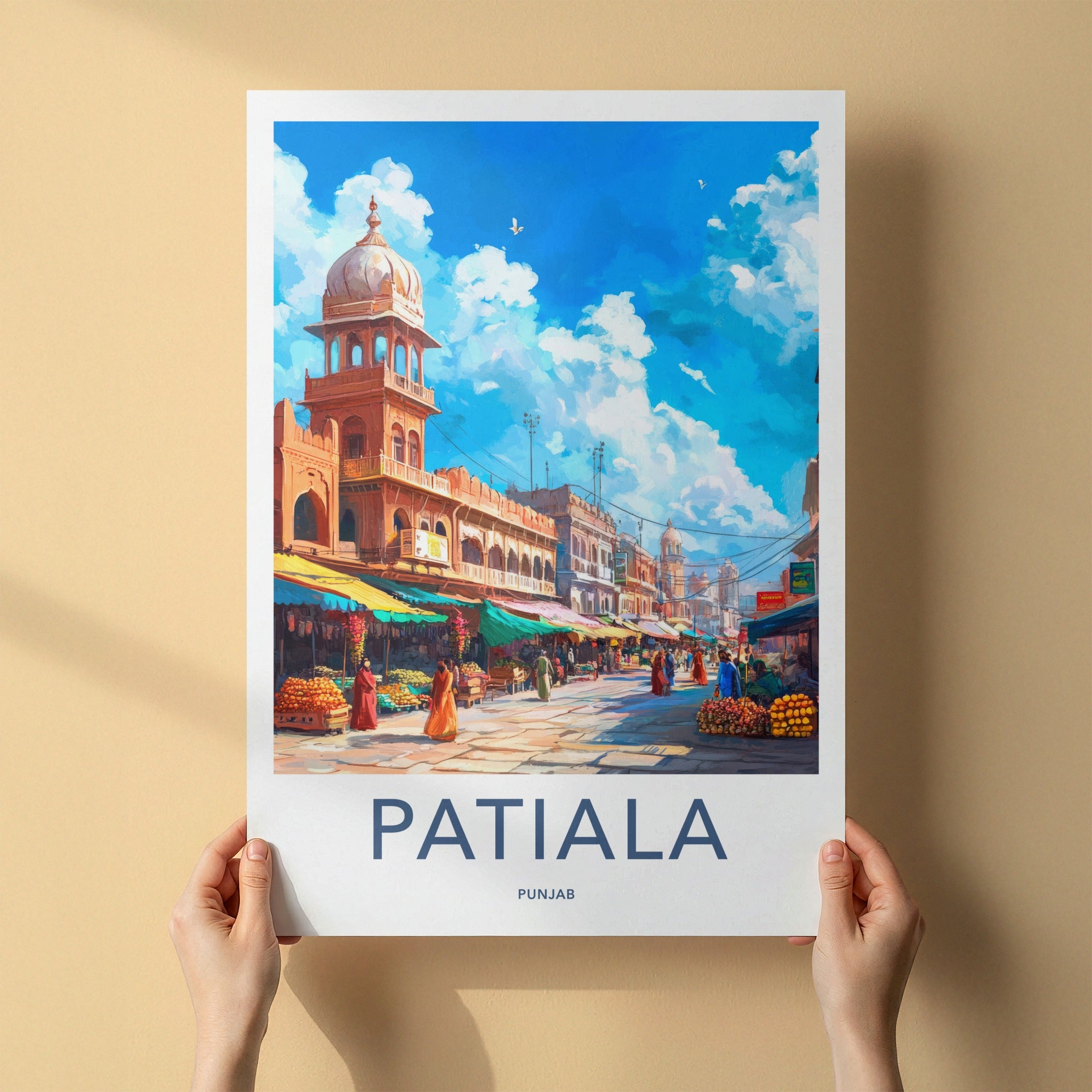 Patiala Poster - India Travel Art - Punjab Bustling Market Home Decor