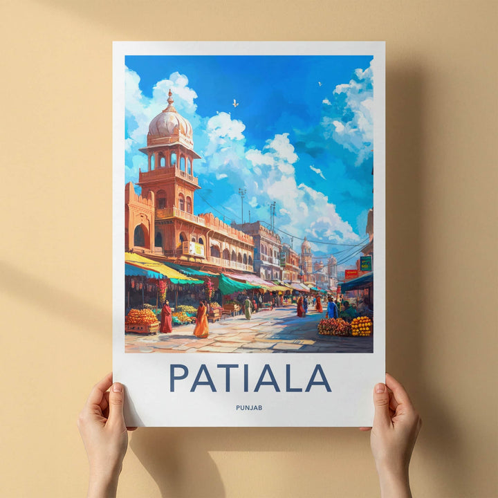 Patiala Poster - India Travel Art - Punjab Bustling Market Home Decor