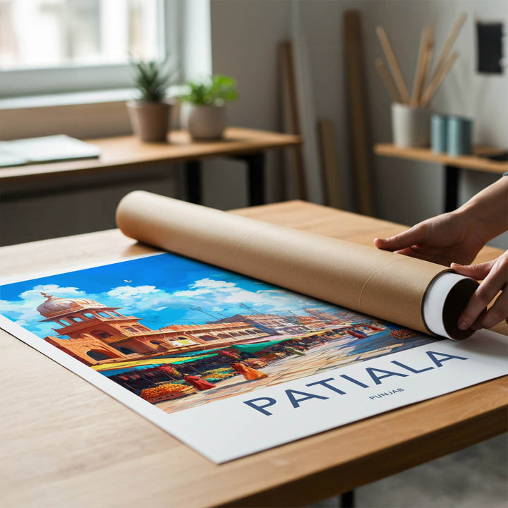 Patiala Poster - India Travel Art - Punjab Bustling Market Home Decor