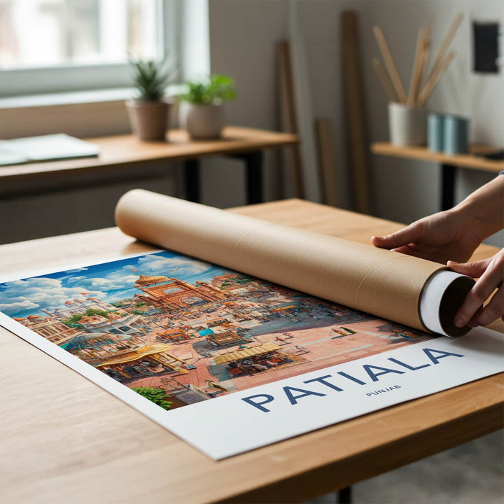 Patiala Poster - India Travel Art - Punjab Bustling Market Square Home Decor