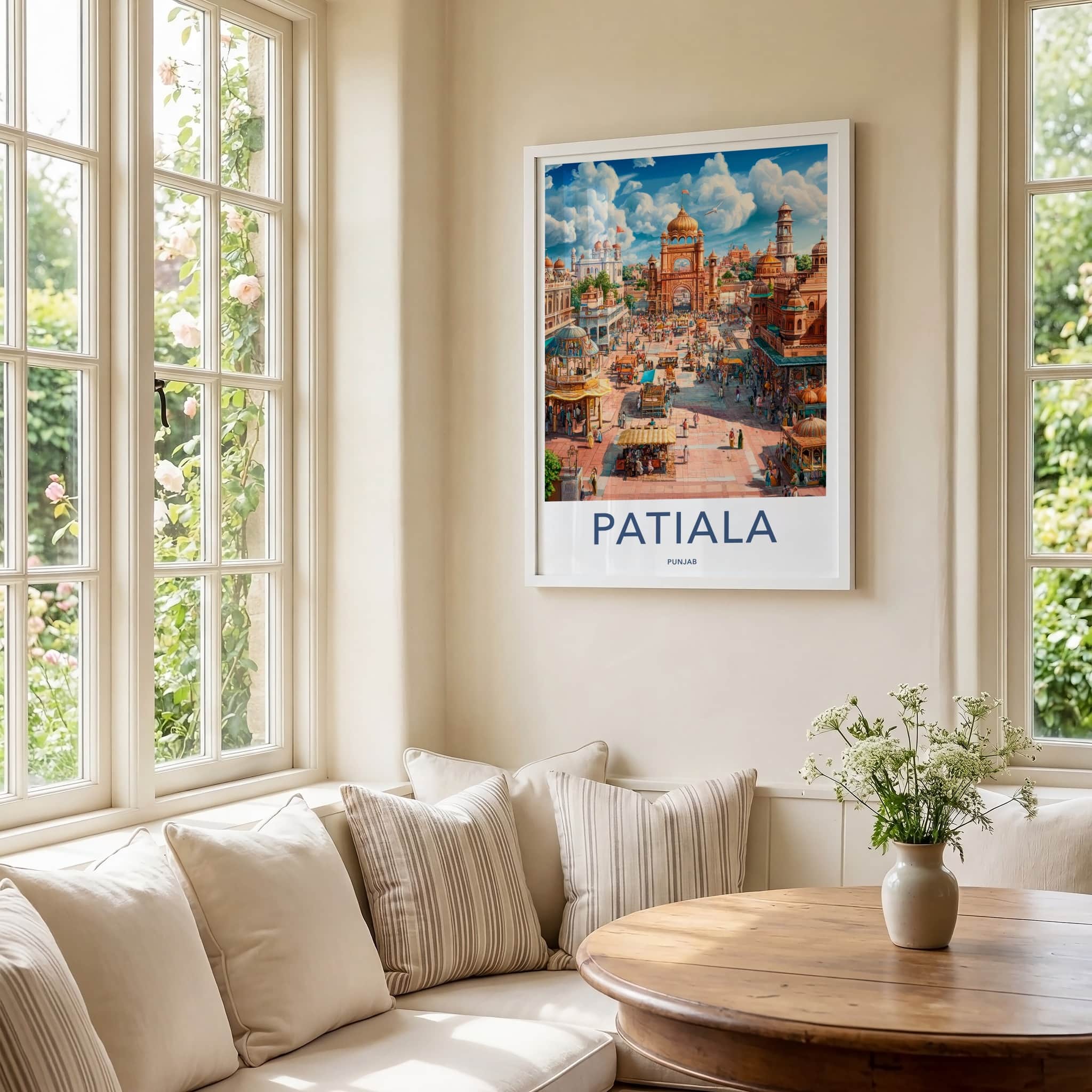 Patiala Poster - India Travel Art - Punjab Bustling Market Square Home Decor