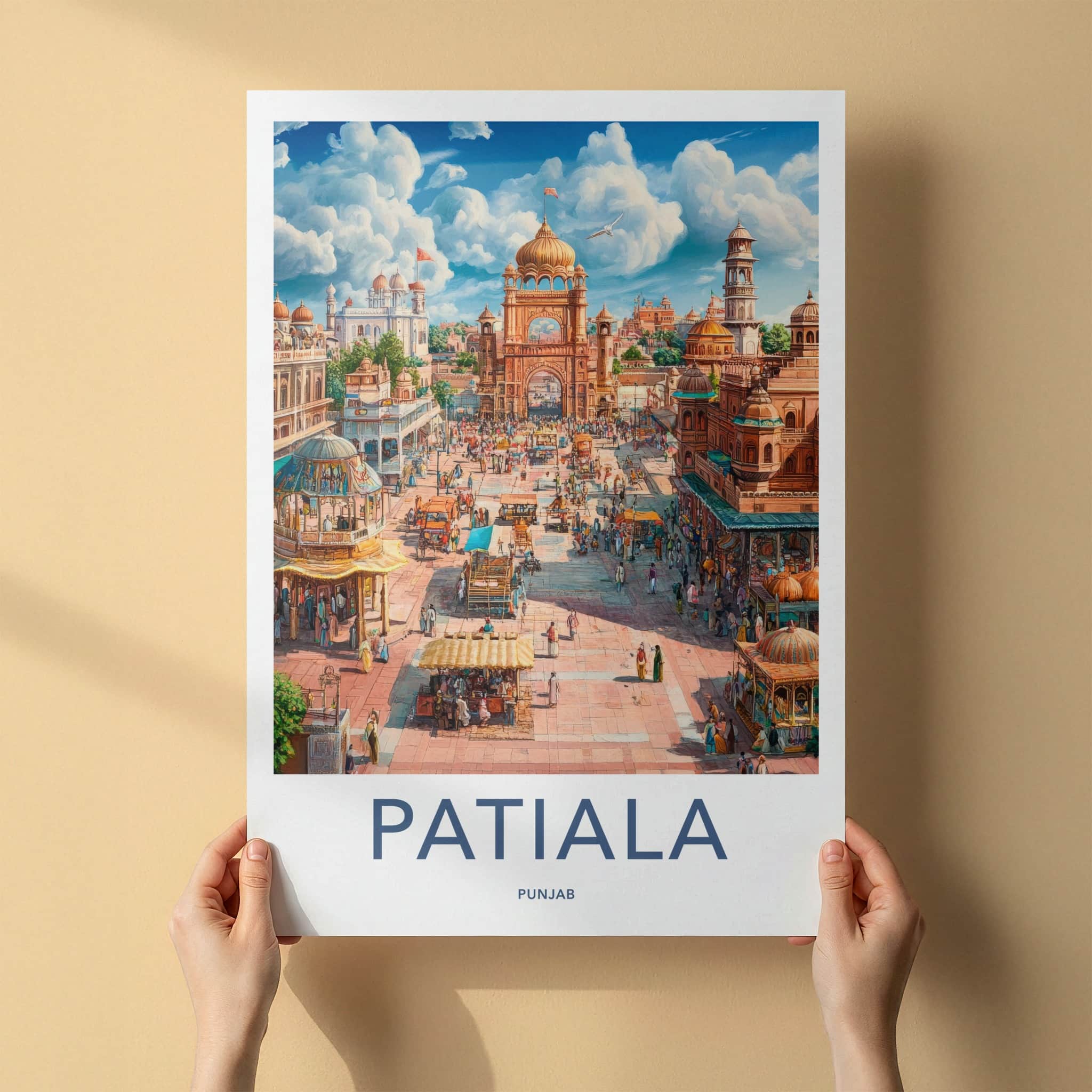 Patiala Poster - India Travel Art - Punjab Bustling Market Square Home Decor