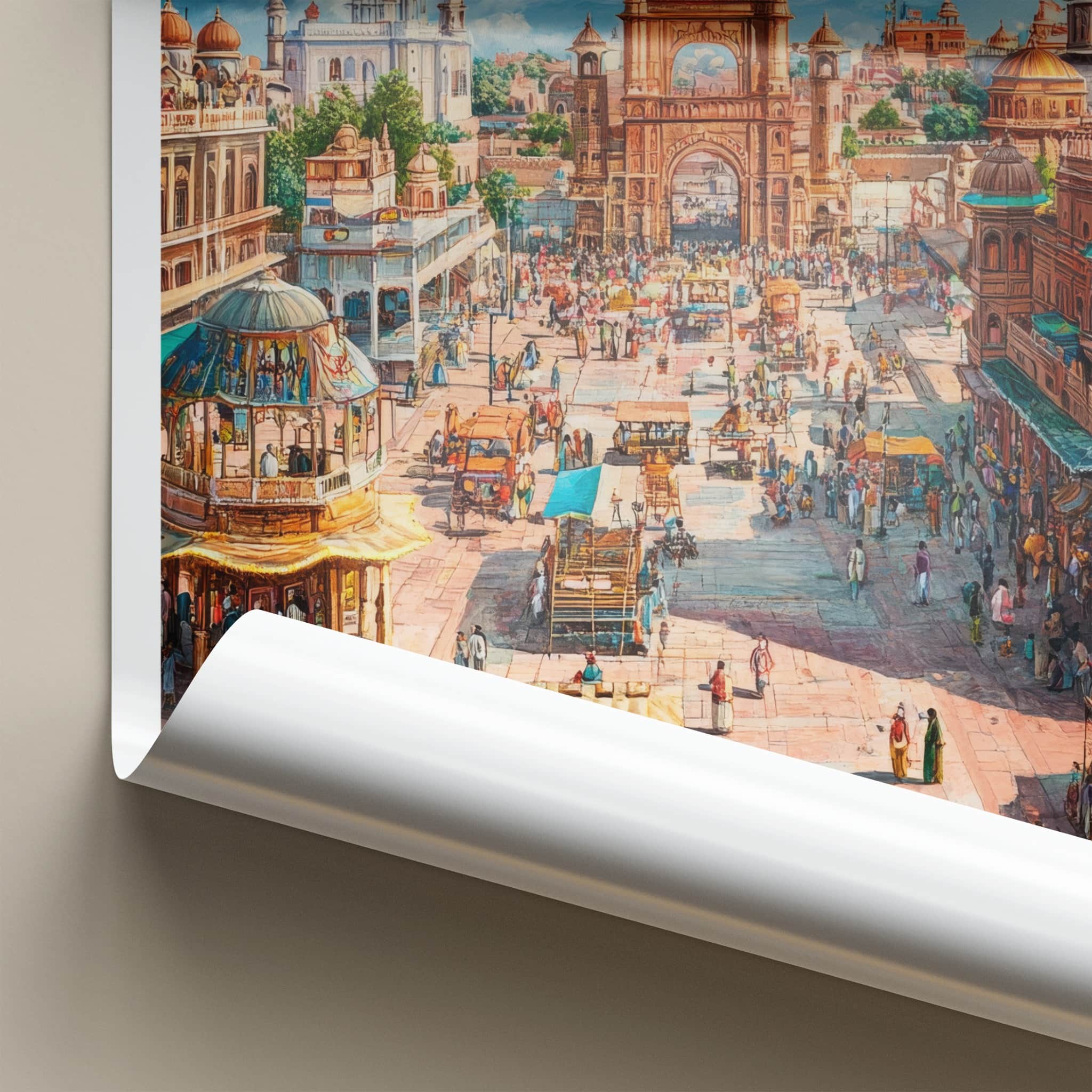Patiala Poster - India Travel Art - Punjab Bustling Market Square Home Decor