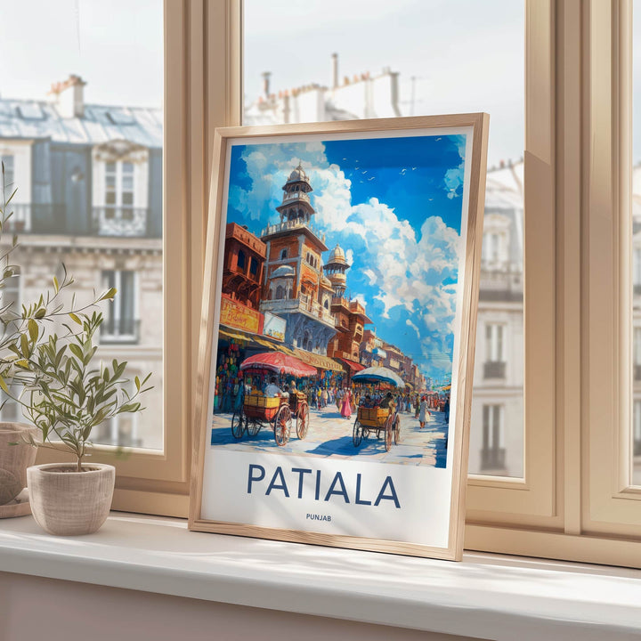 Patiala Poster - India Travel Art - Punjab Bustling Market Street Home Decor