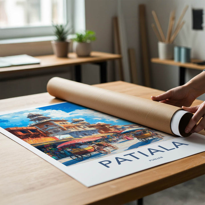 Patiala Poster - India Travel Art - Punjab Bustling Market Street Home Decor