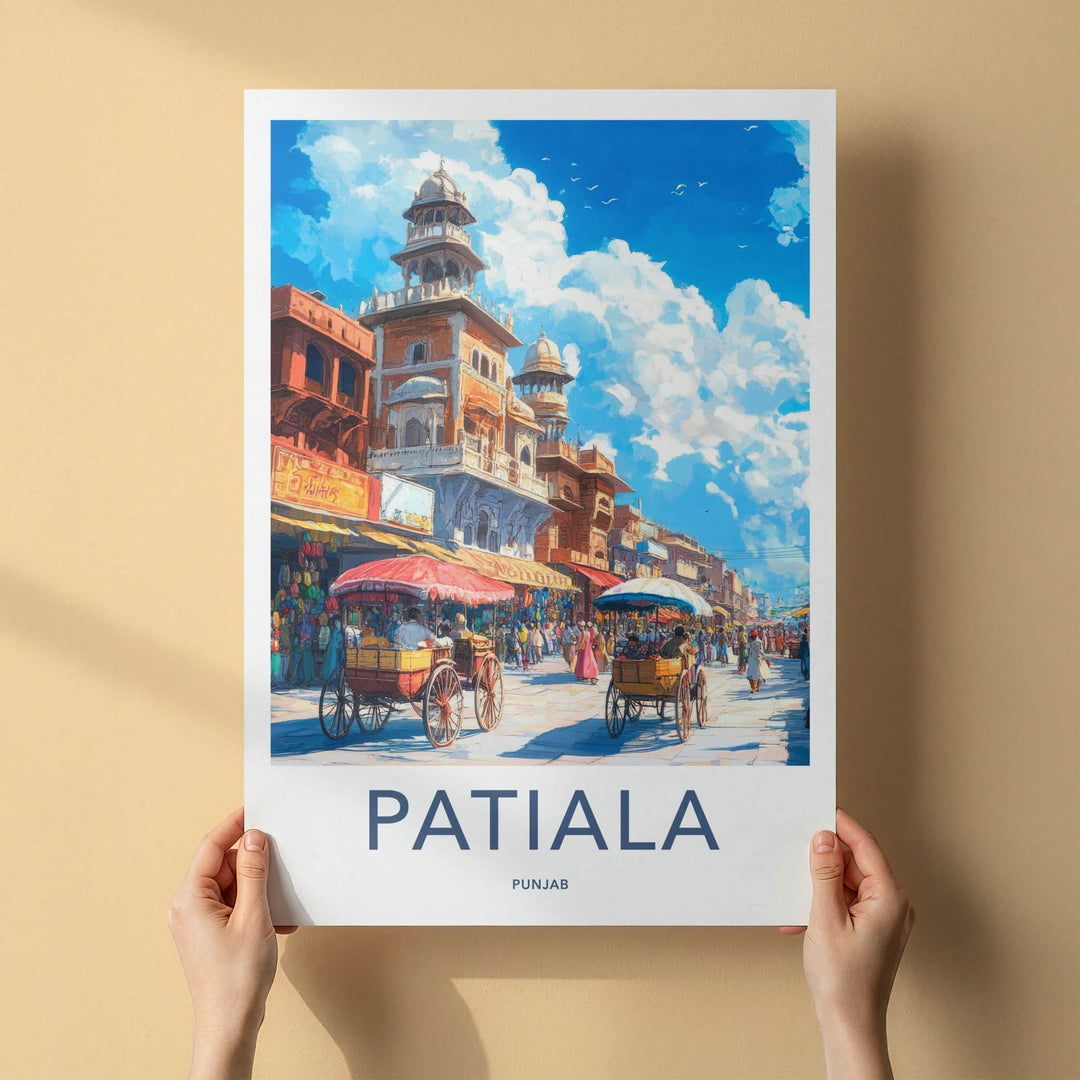 Patiala Poster - India Travel Art - Punjab Bustling Market Street Home Decor