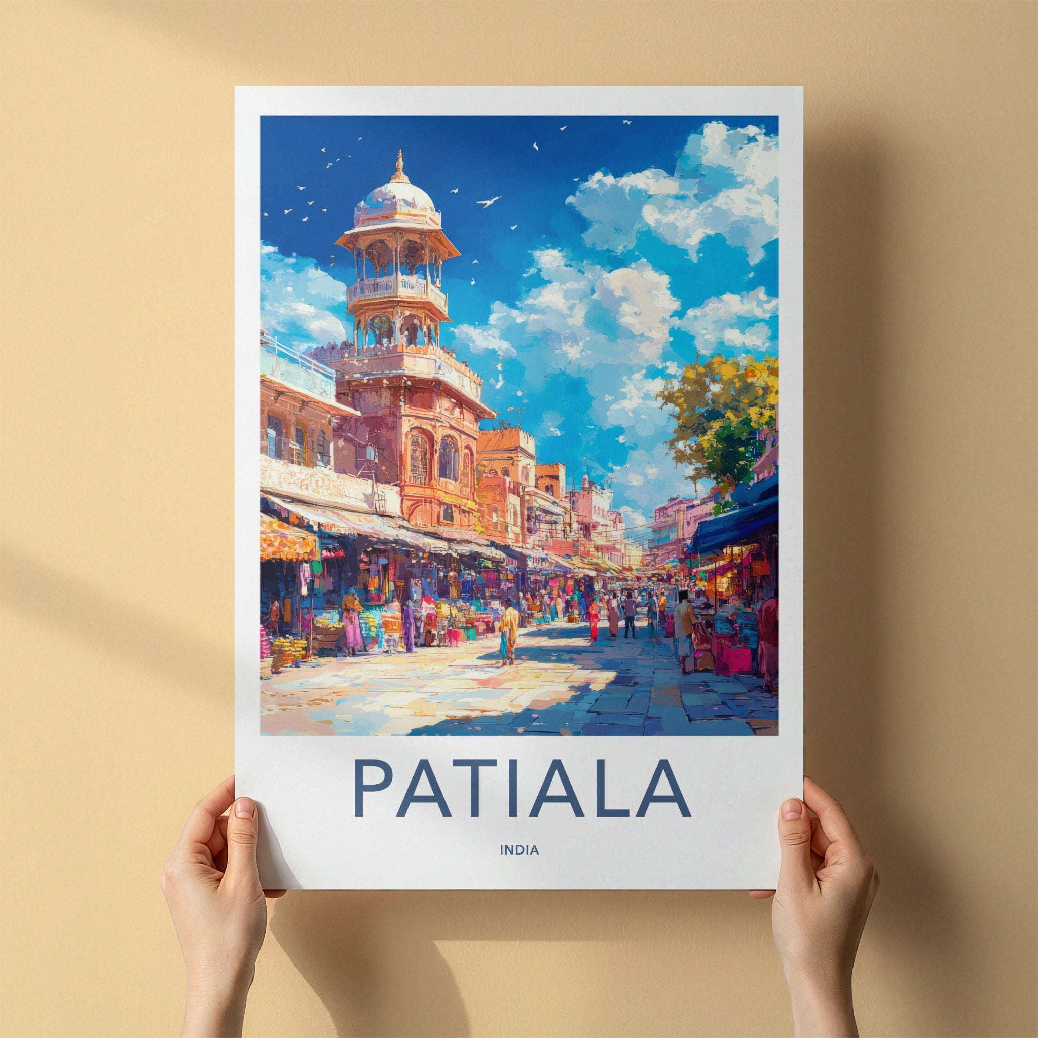 Patiala Poster - India Travel Art - Punjab Vibrant Bazaar Scene Home Decor