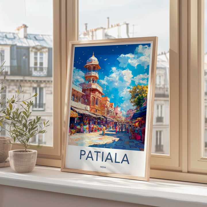 Patiala Poster - India Travel Art - Punjab Vibrant Bazaar Scene Home Decor