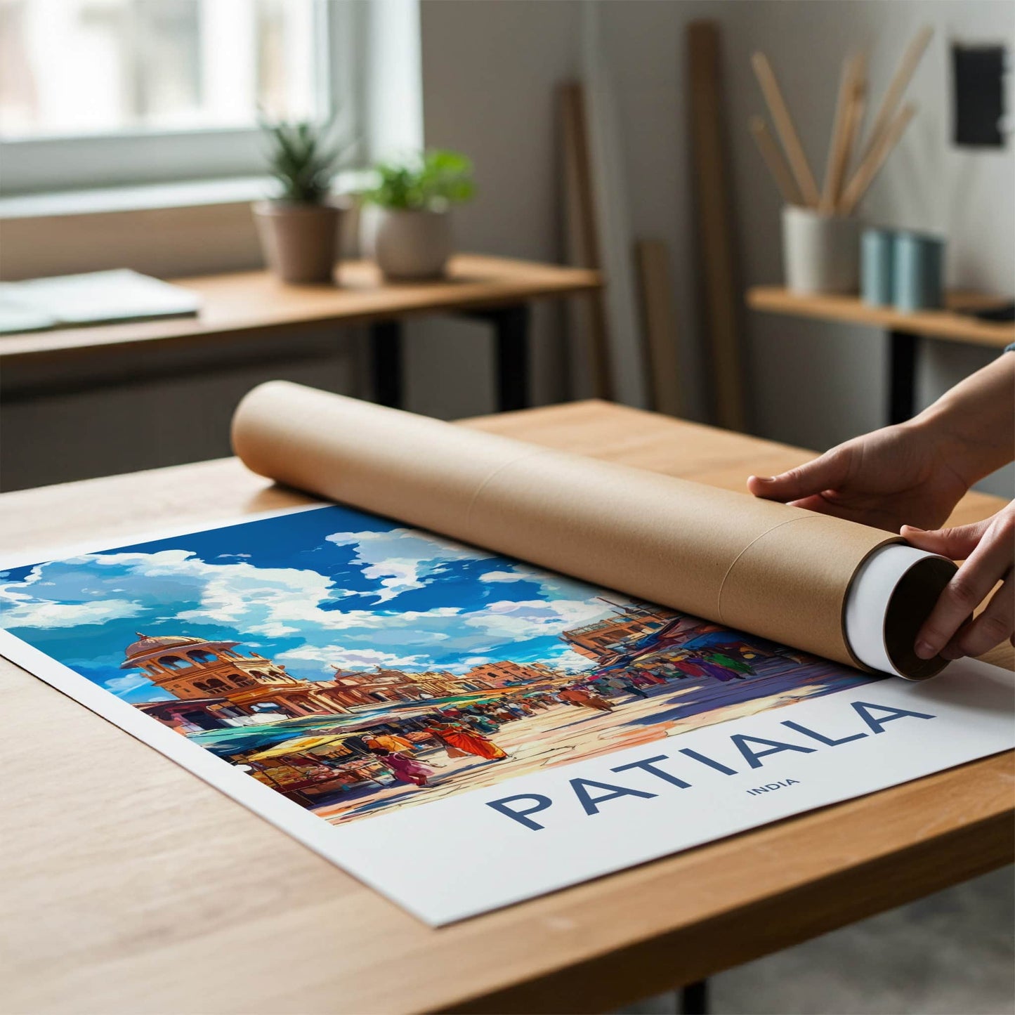 Patiala Poster - India Travel Art - Punjab Vibrant Market Scene Wall Decor