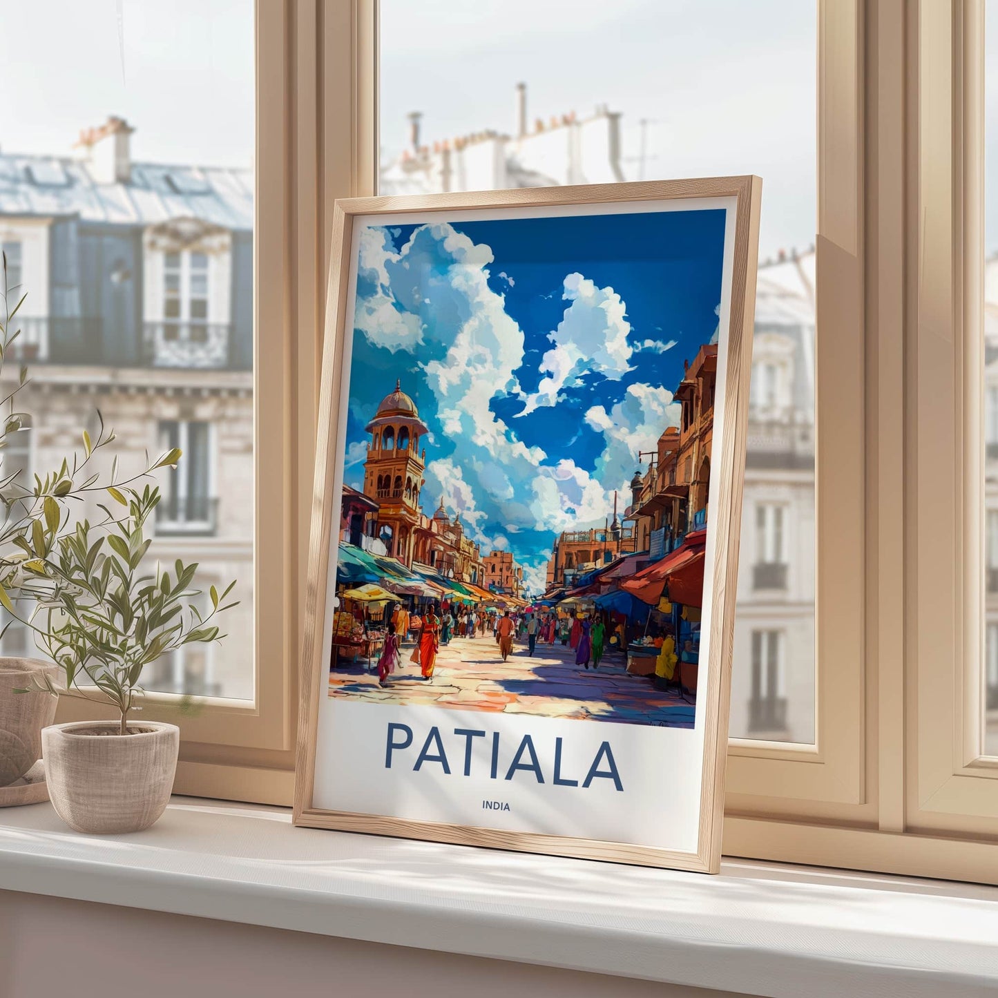 Patiala Poster - India Travel Art - Punjab Vibrant Market Scene Wall Decor