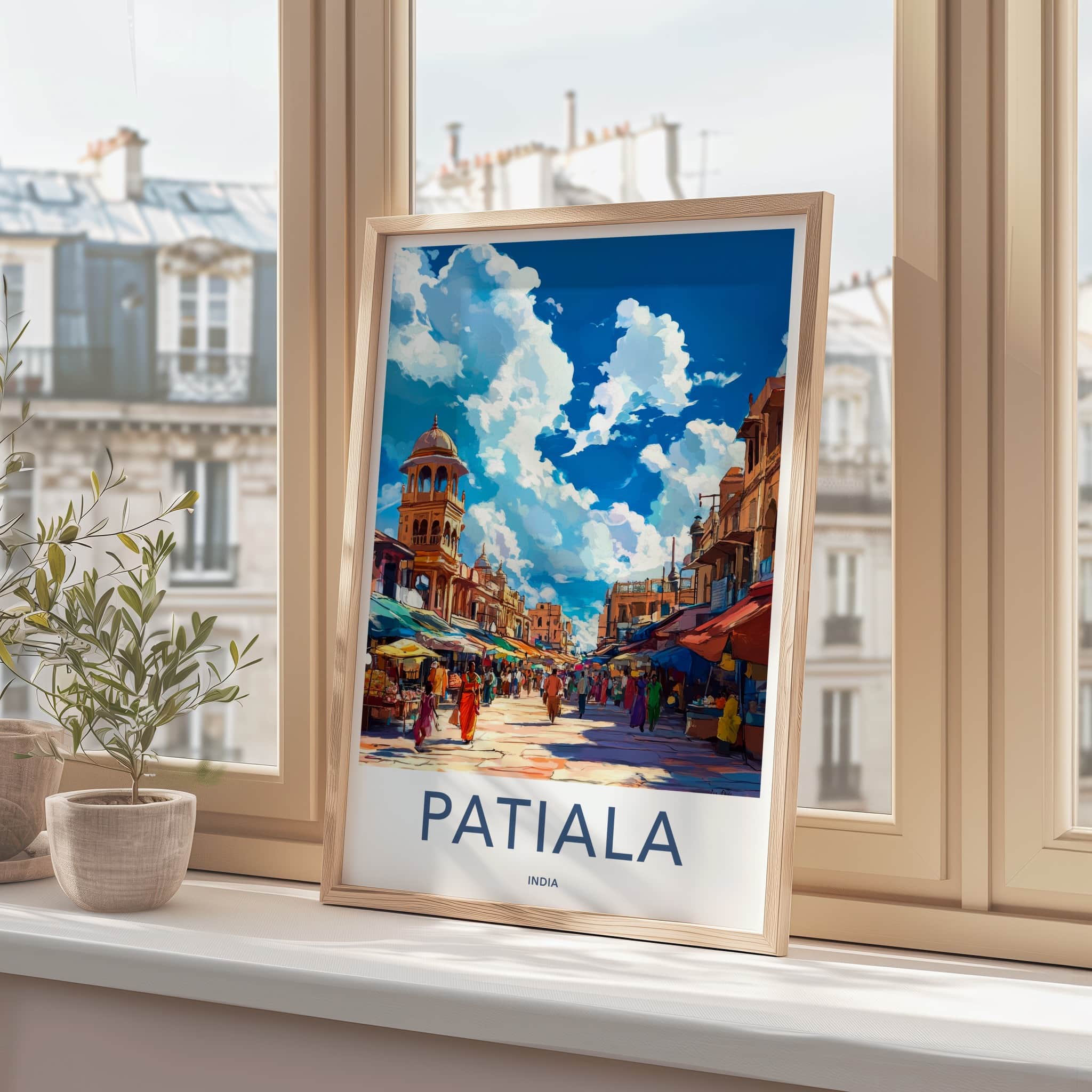 Patiala Poster - India Travel Art - Punjab Vibrant Market Scene Wall Decor