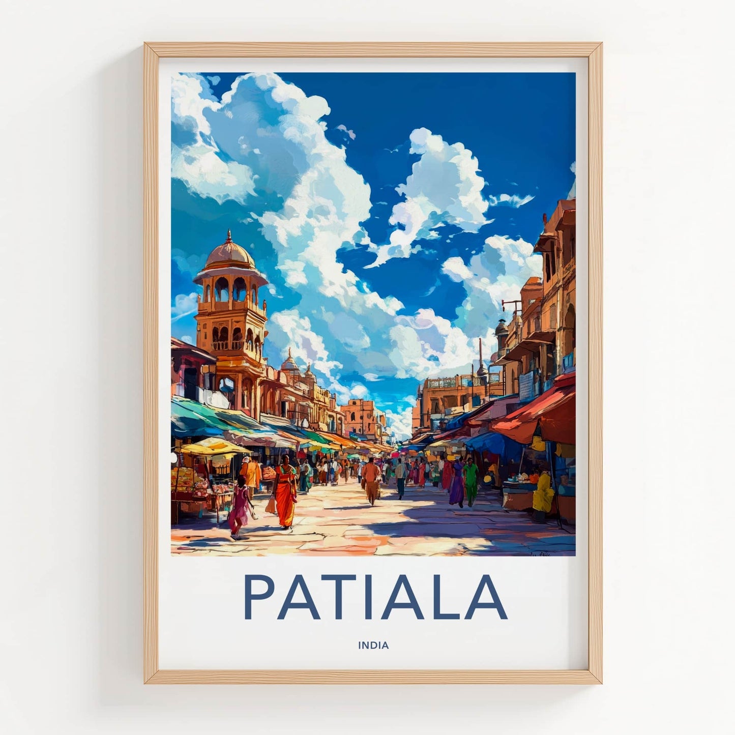 Patiala Poster - India Travel Art - Punjab Vibrant Market Scene Wall Decor