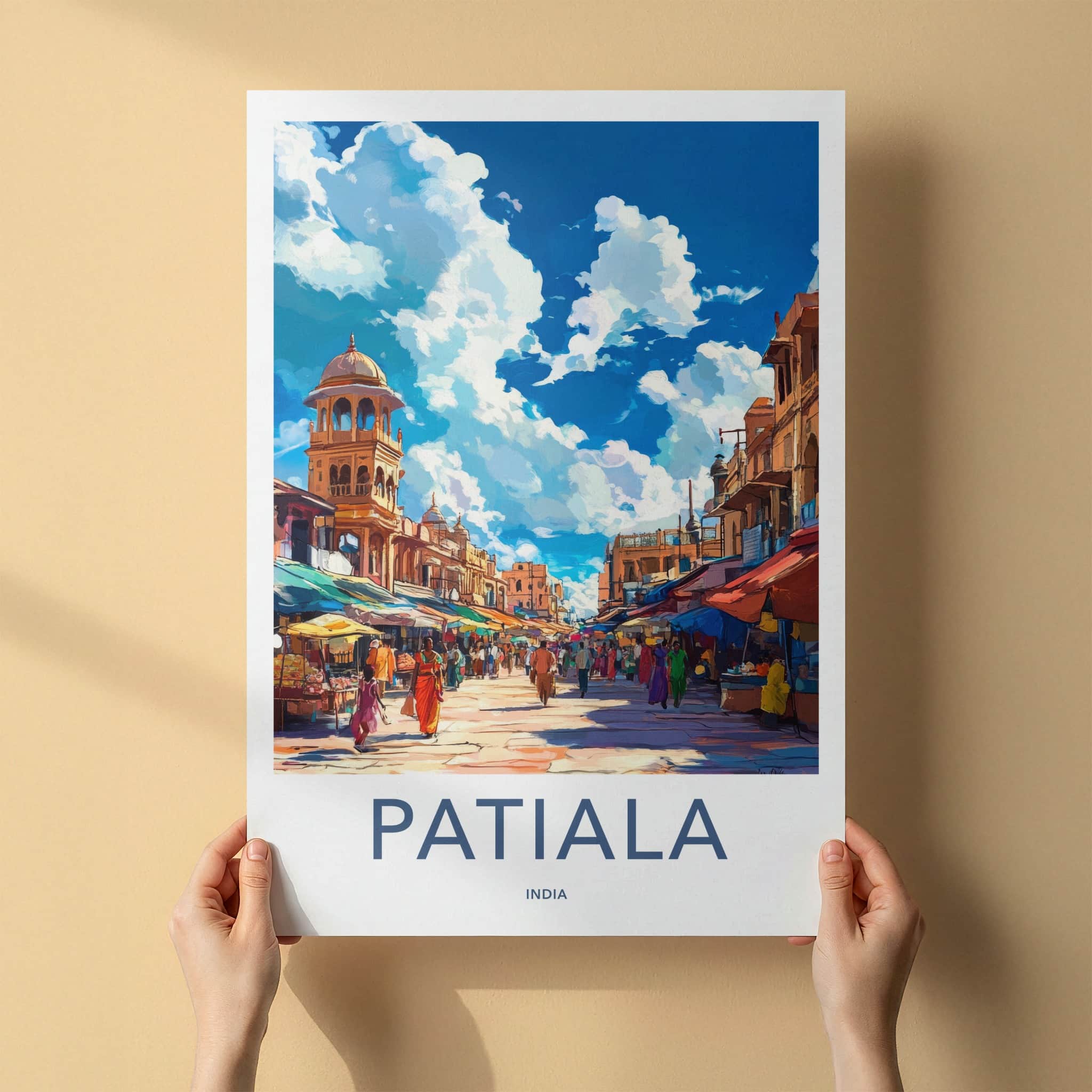Patiala Poster - India Travel Art - Punjab Vibrant Market Scene Wall Decor