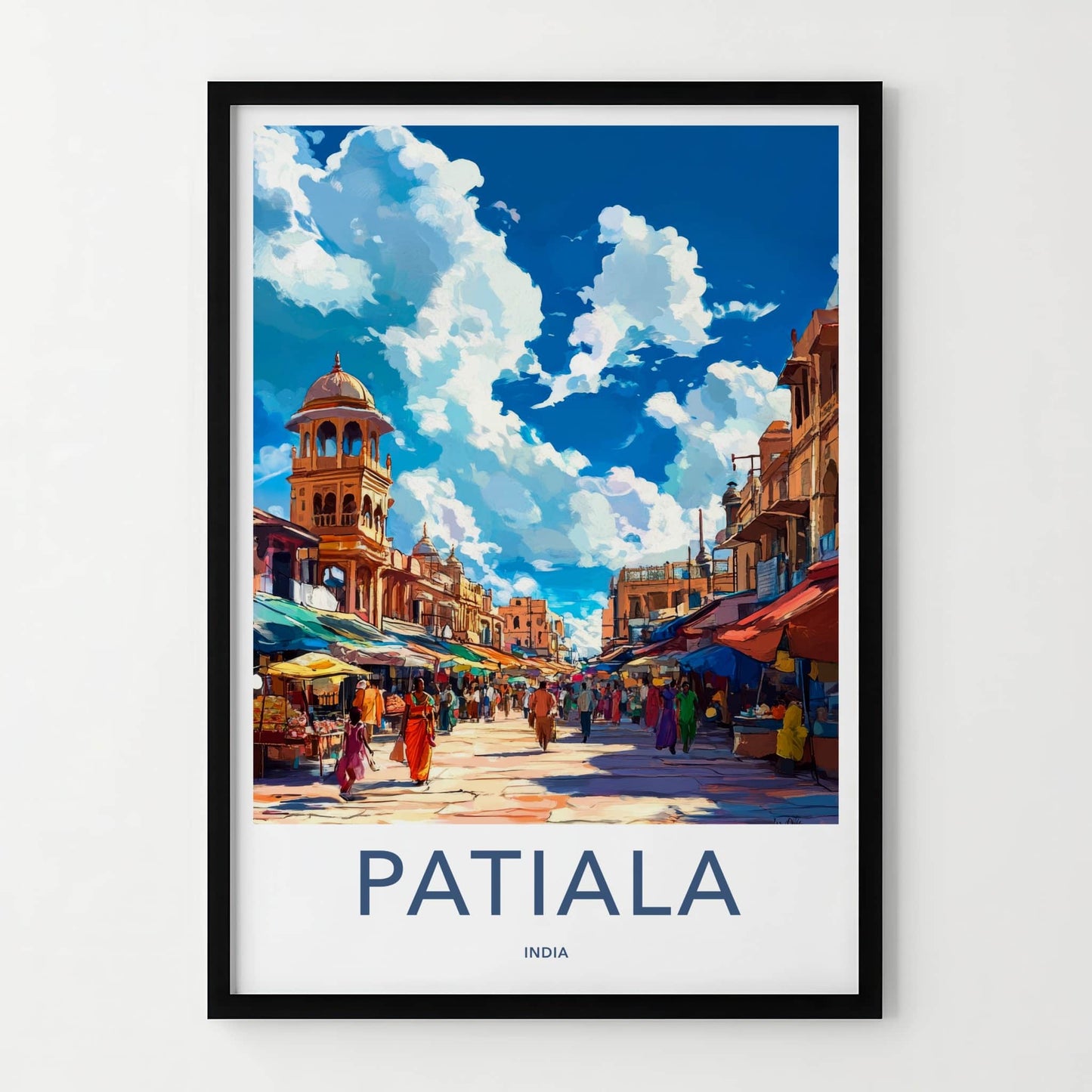 Patiala Poster - India Travel Art - Punjab Vibrant Market Scene Wall Decor