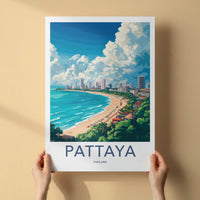 Pattaya Poster - Thailand Travel Art - Coastal City Scene Home Decor