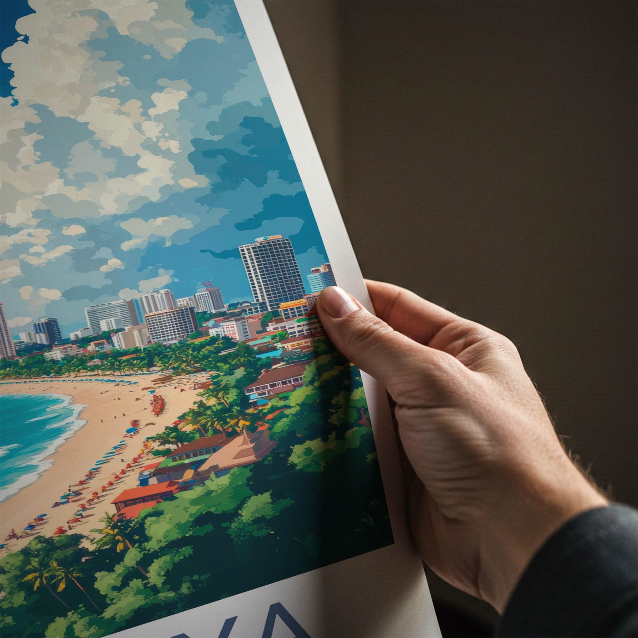 Pattaya Poster - Thailand Travel Art - Coastal City Scene Home Decor
