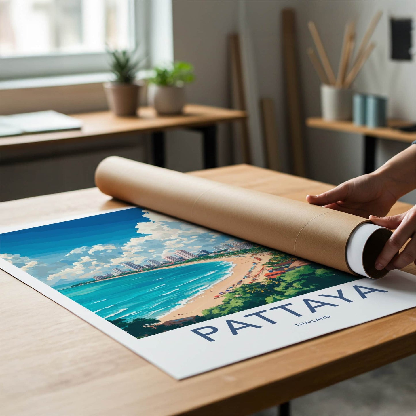 Pattaya Poster - Thailand Travel Art - Coastal City Scene Home Decor