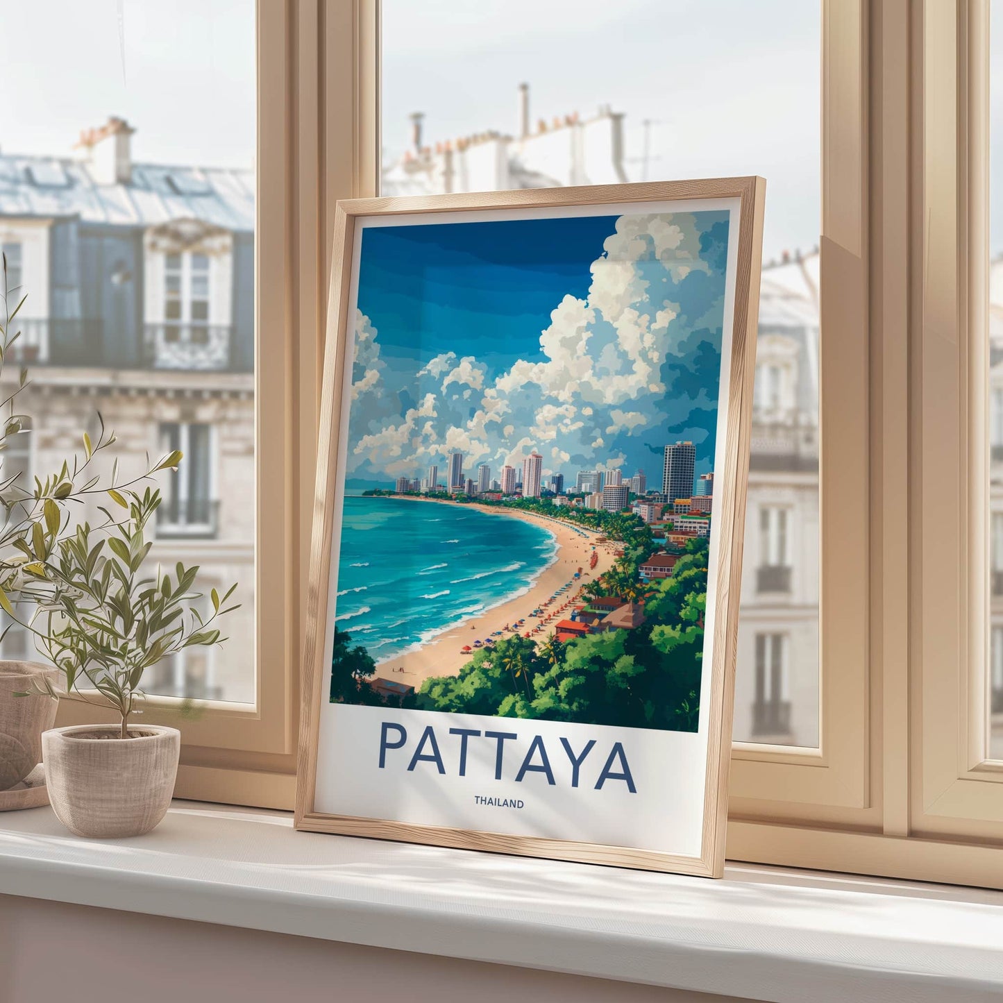 Pattaya Poster - Thailand Travel Art - Coastal City Scene Home Decor