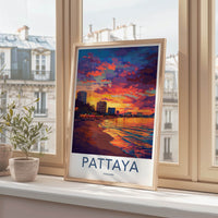 Pattaya Poster - Thailand Travel Art - Vibrant Beach Sunset Home Decor