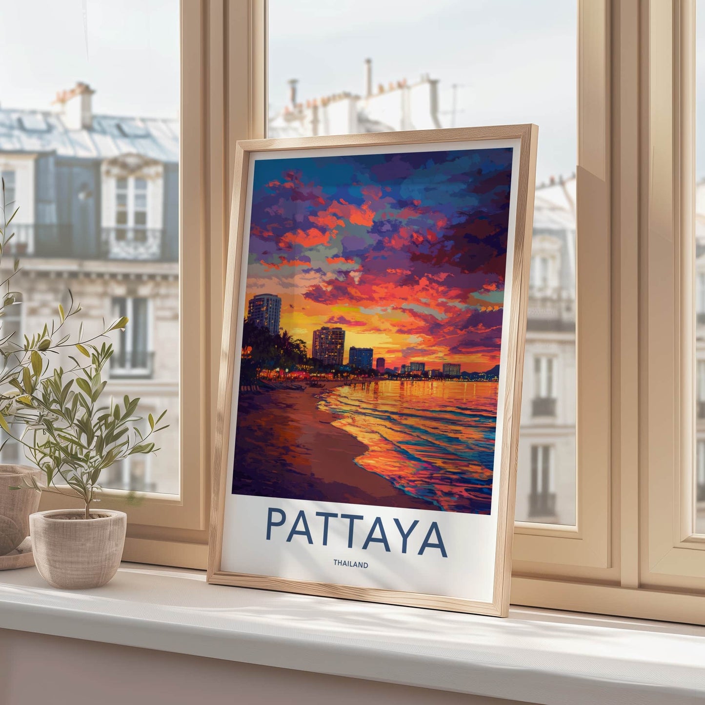 Pattaya Poster - Thailand Travel Art - Vibrant Beach Sunset Home Decor