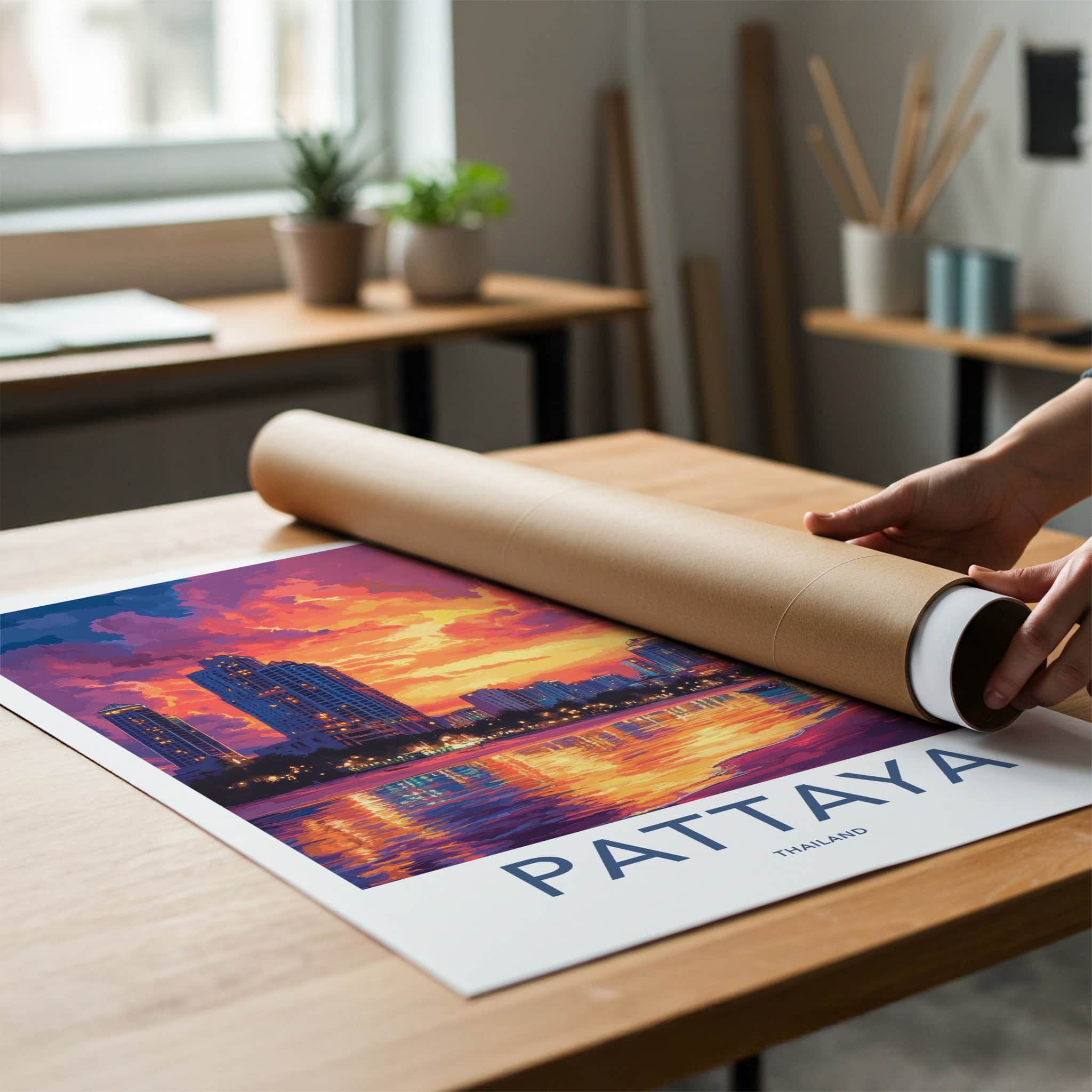 Pattaya Poster - Thailand Travel Art - Vibrant City Sunset Wall Decor