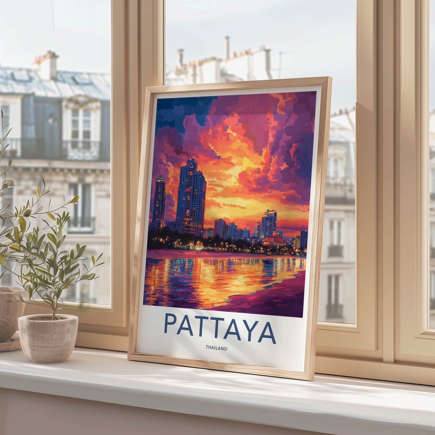 Pattaya Poster - Thailand Travel Art - Vibrant City Sunset Wall Decor