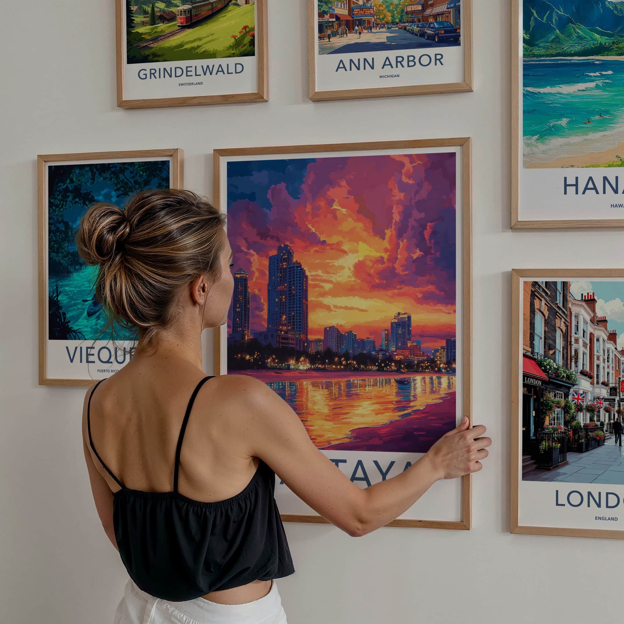 Pattaya Poster - Thailand Travel Art - Vibrant City Sunset Wall Decor
